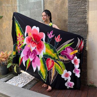 New Design Rayon Sarong Hand Painted Flower Design High Quality